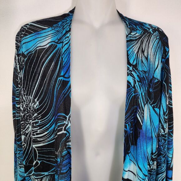 Chico's Cardigan Sweater Size 1 Medium Exploded Garden Convertible 3/4 Sleeve - Picture 4 of 11